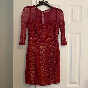 NWOT Holiday Dress Burgundy Knee Length Size Small